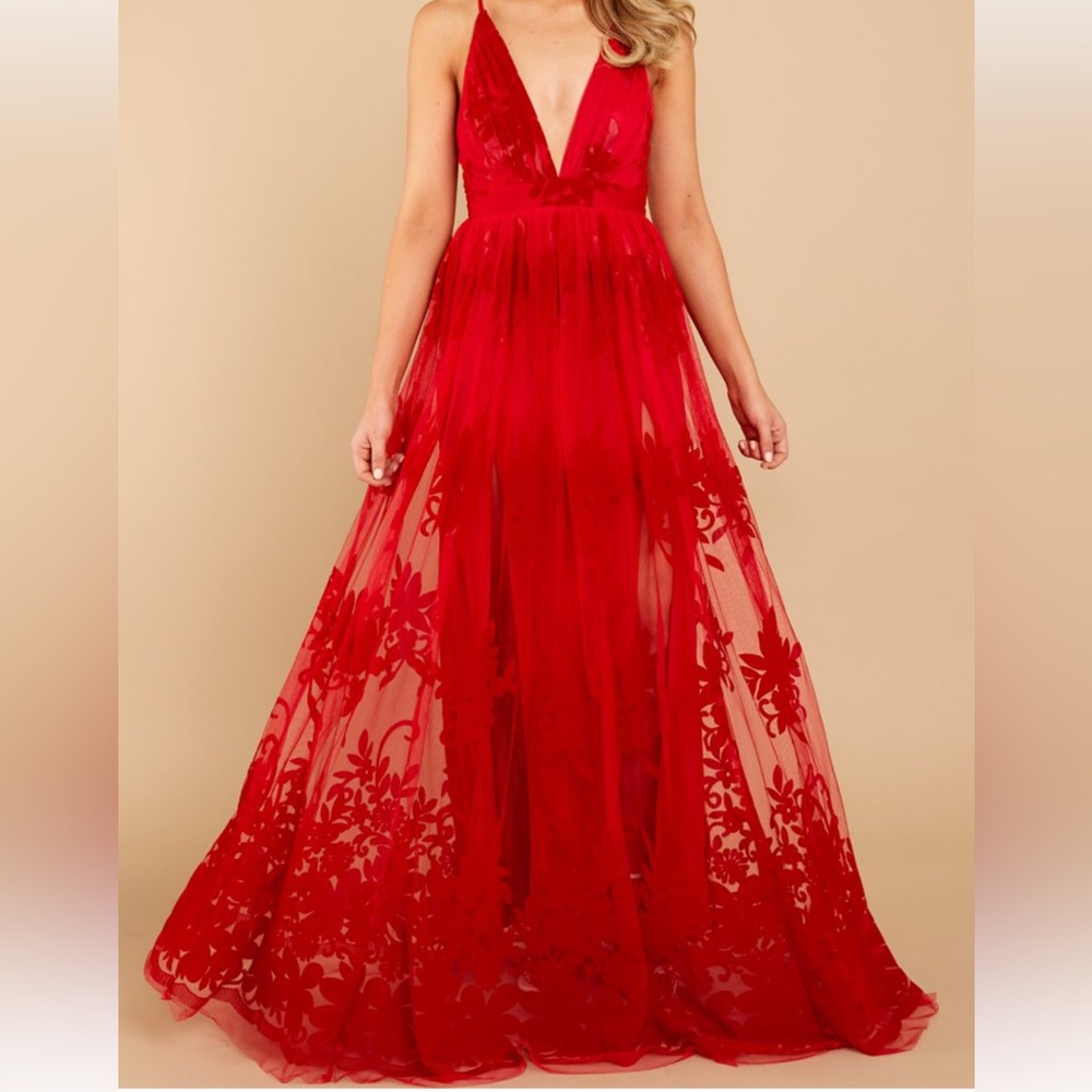 Lulu Maxi Red Chiffon Dress